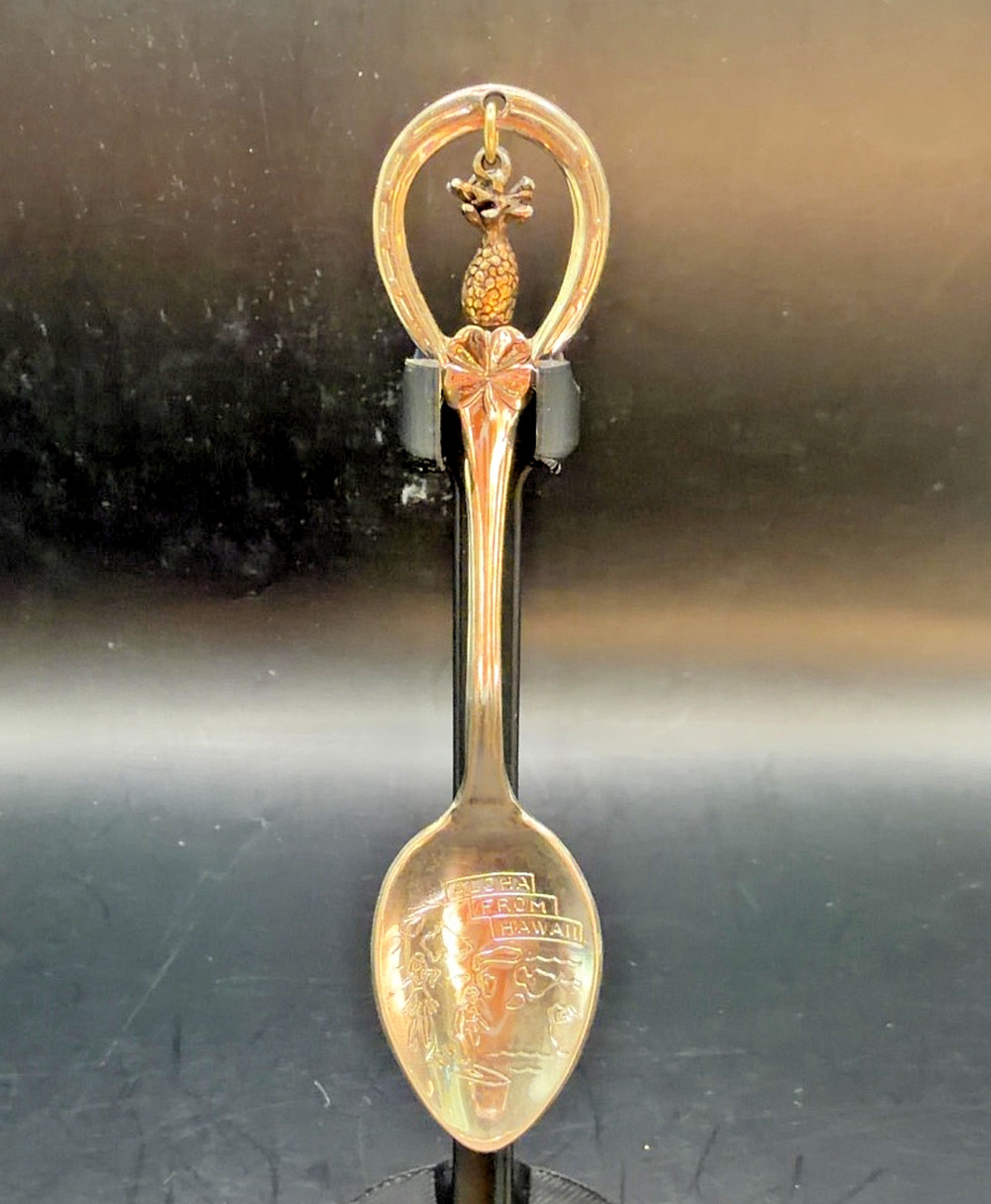 Aloha From Hawaii Souvenir Spoon Pineapple Dangle Charm 3.5"